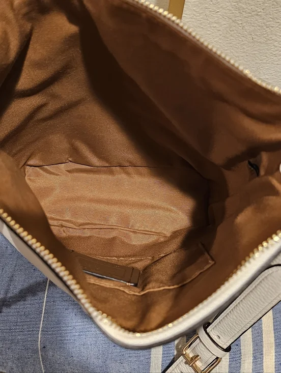 Coach Cream Pebbled Leather Shoulder Bag with Gold Chain Accent - Picture 8 of 9